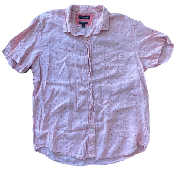 Banana Republic Linen Shirt Mens XL Pink Camden Short Sleeve Button Down - Picture 6 of 6